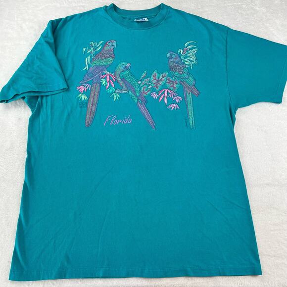 Hanes Beefy-T Vintage Florida Destination T-shirt Size X-Large Parrot Art - Picture 1 of 7